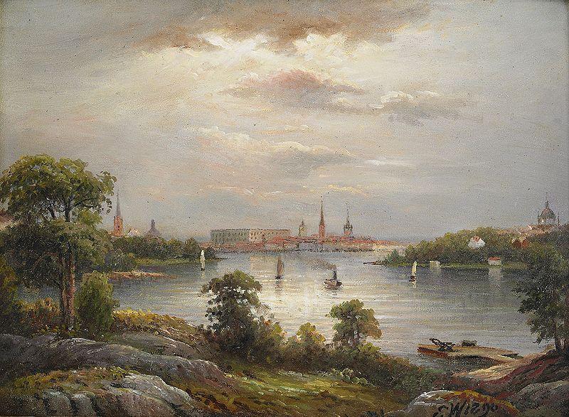 Ernfried Wahlqvist Stockholm from Stora Essingen oil painting picture